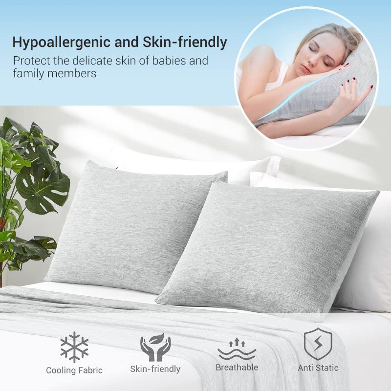 Marchpower Cooling Pillow Cases for Hot Sleepers, Japanese Arc Chill Cooling Pillow Cases 2 Pack, Zipperd Standard Pillow Cases Breathable Skin-Friendly Design Cooling Pillow Case (20 X 26 in)-Gray - Image 5
